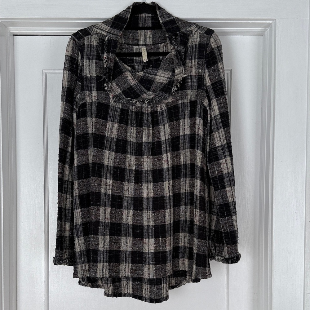 Free People Plaid Black and Gray Women's Tunic